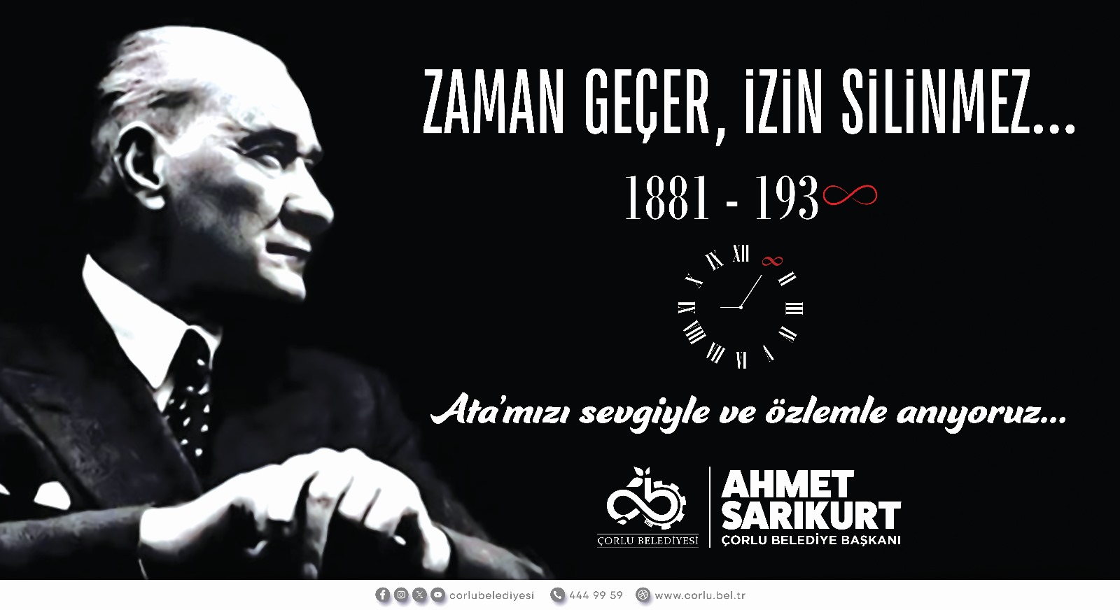 orlu Belediye Bakan Ahmet Sarkurt`tan Gazi Mustafa Kemal Atatrk` Anma Mesaj